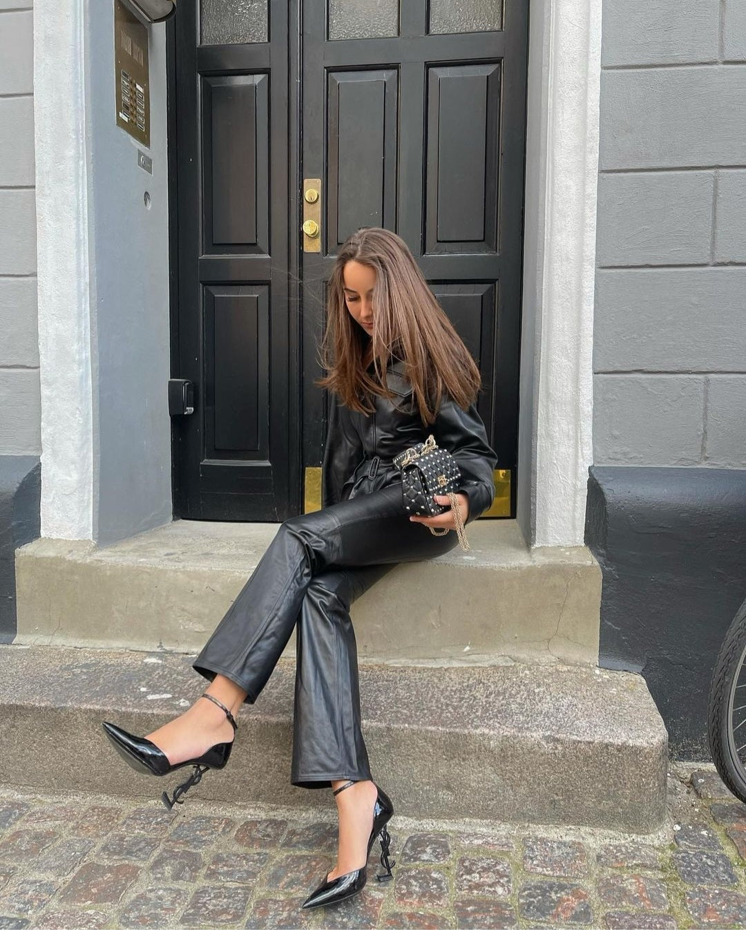 Patty Leather Jumpsuit Black - Sample