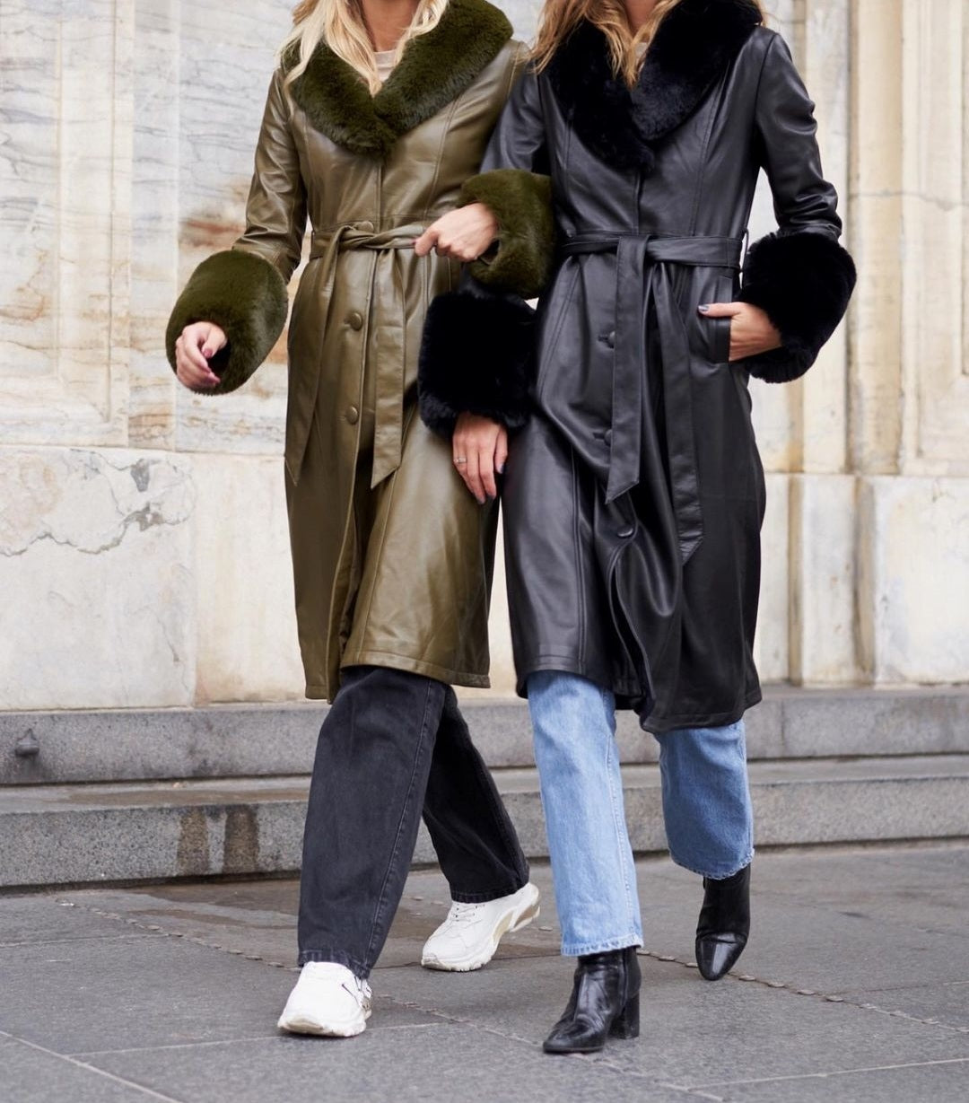 Bella Leather Coat Long Black - Sample