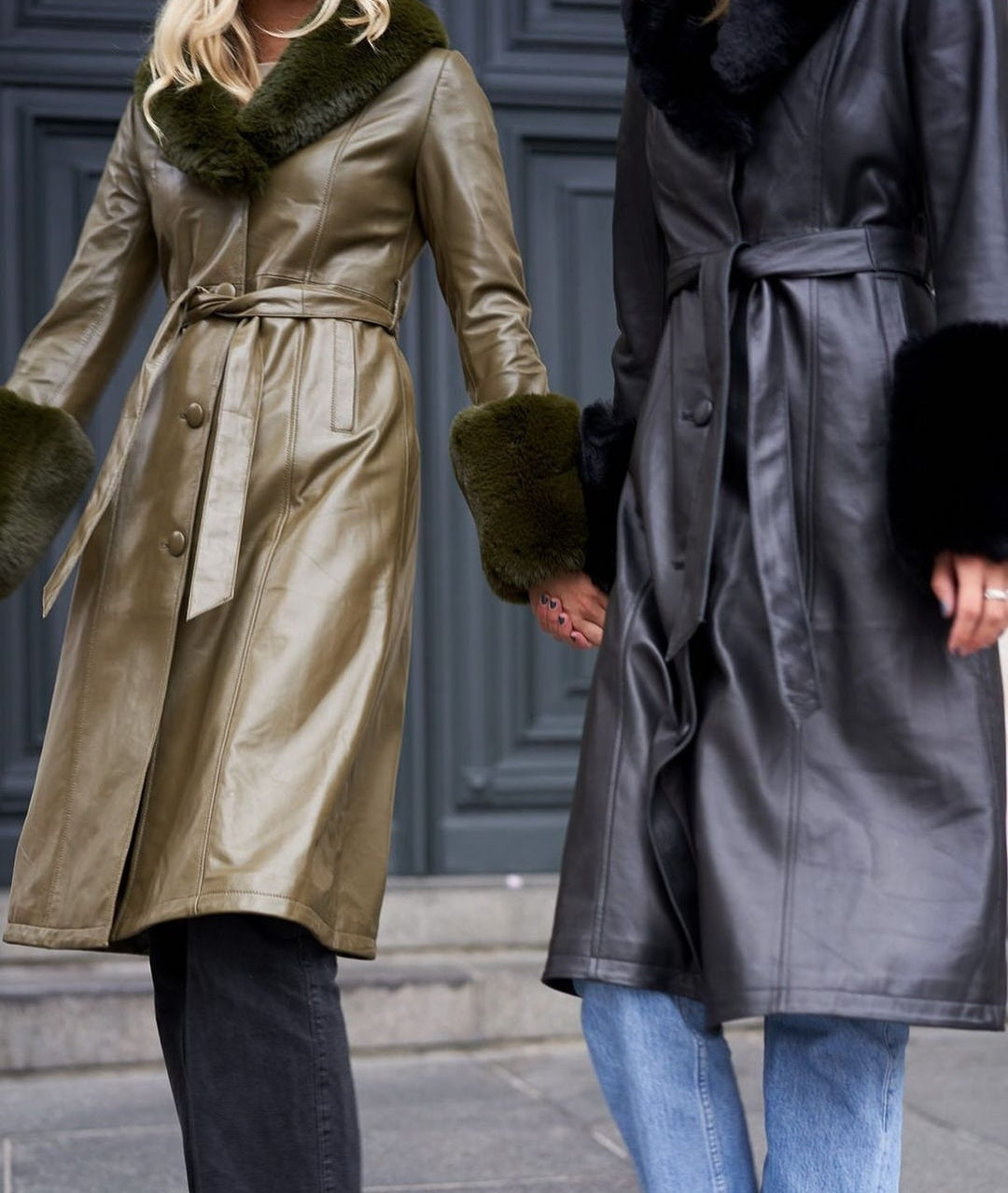 Bella Leather Coat Long Black - Sample