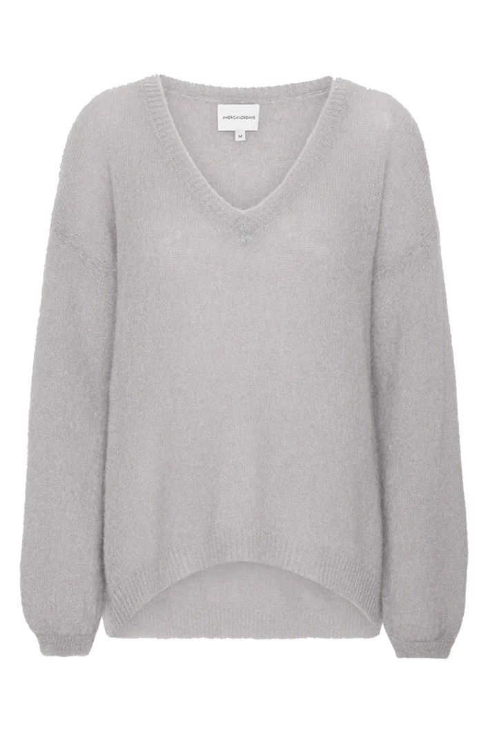 Silja V Neck Knit Light Grey