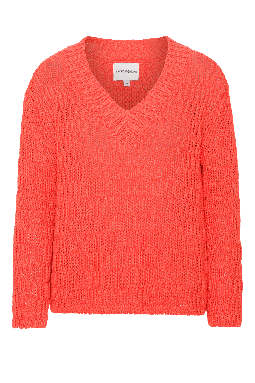 Sui Cotton Pullover Coral Red