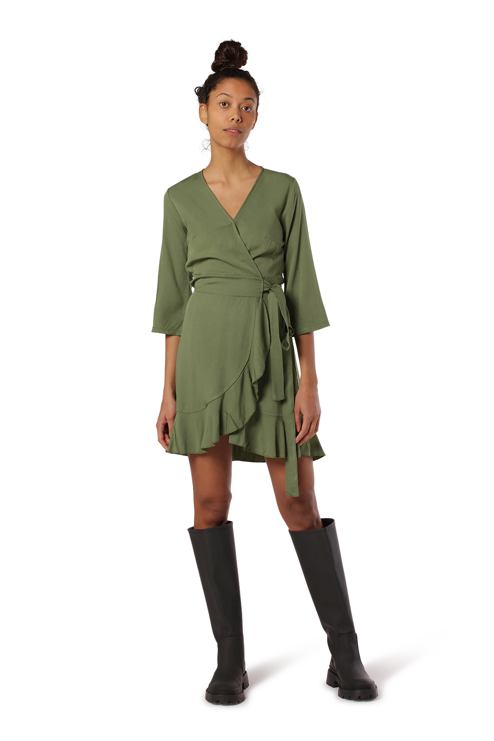 Milly Wrap Dress Short Solid Army