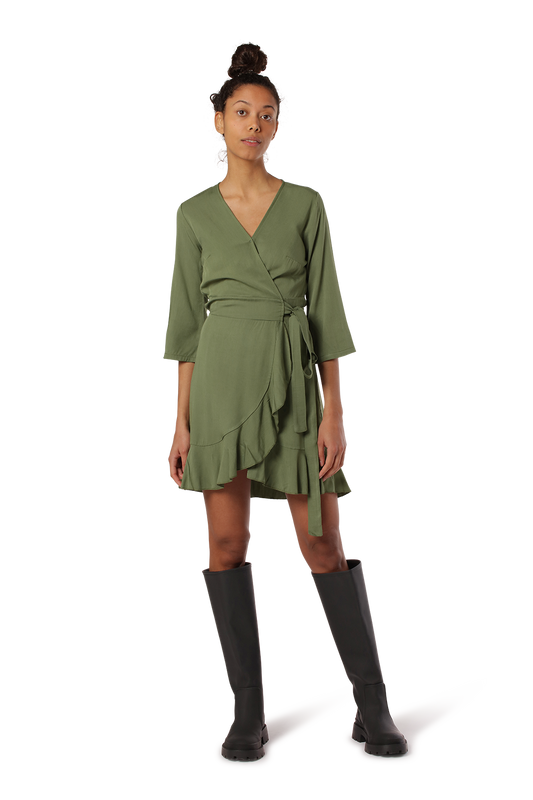 Milly Wrap Dress Short Solid Army