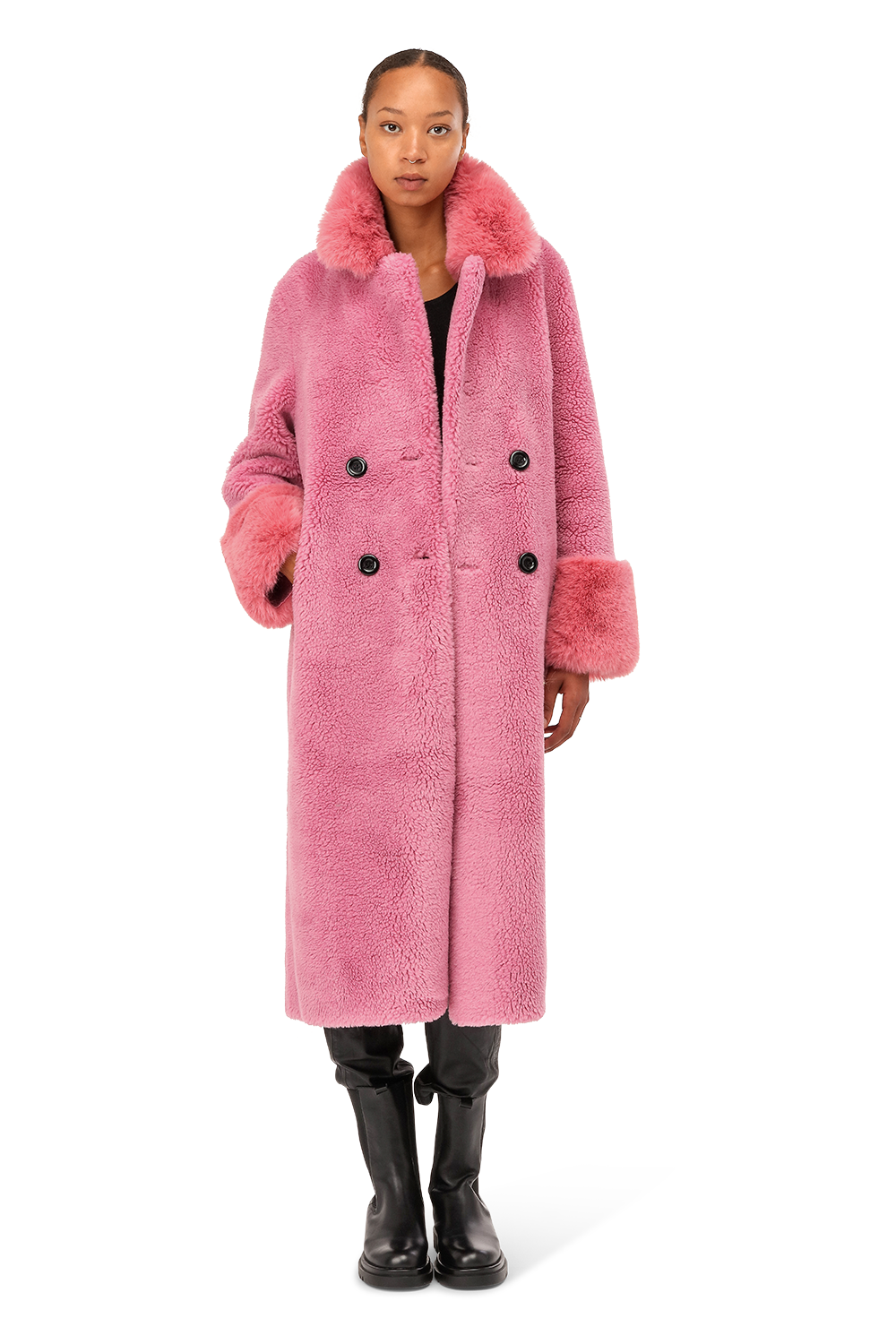 Fiona Long Wool Coat Pink