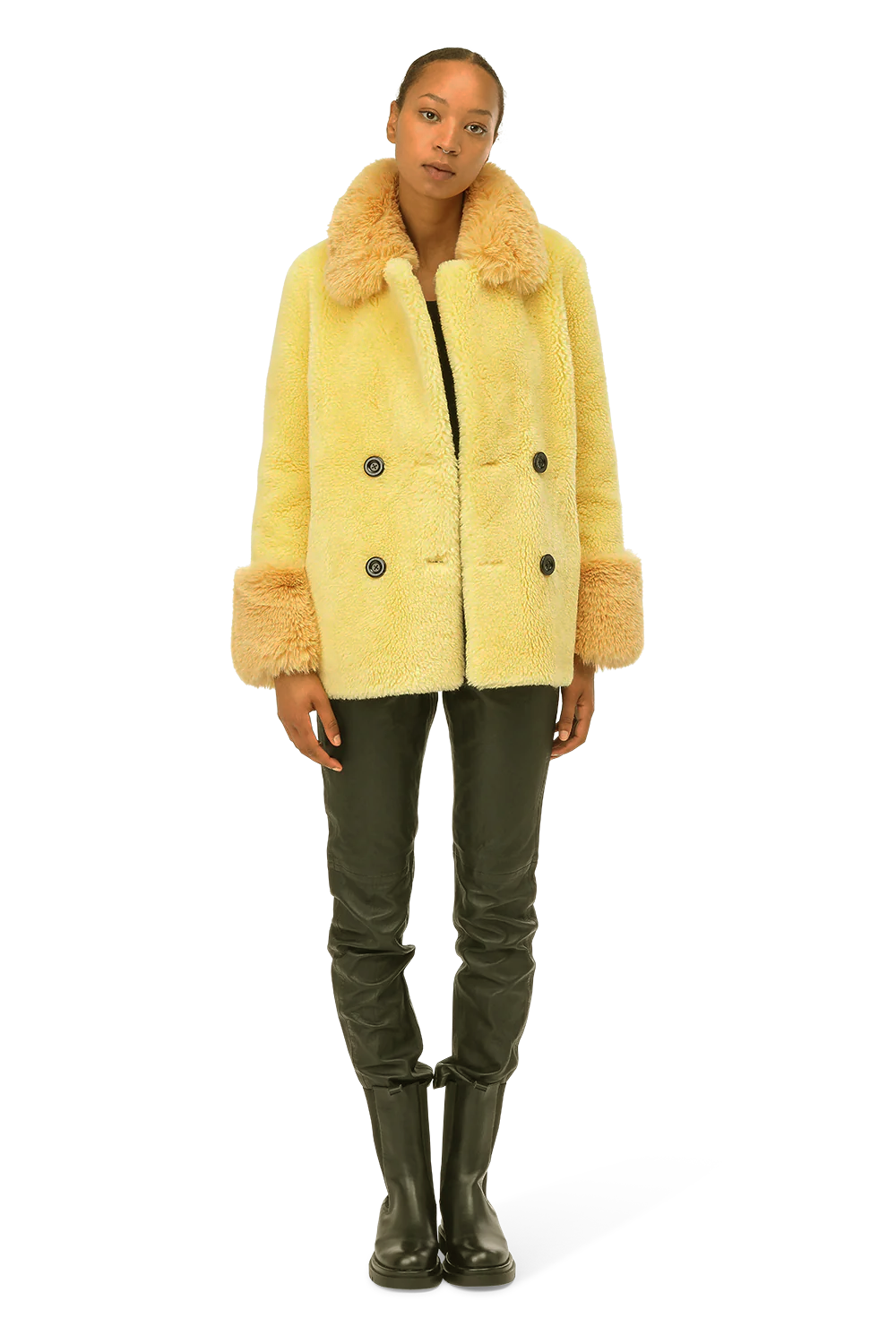 Fiona Short Wool Coat Yellow