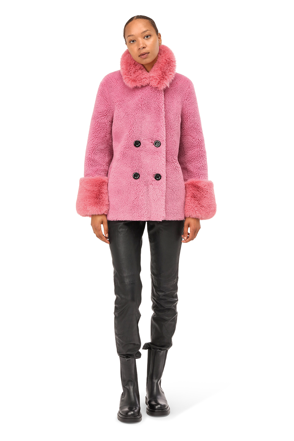 Fiona Short Wool Coat Pink