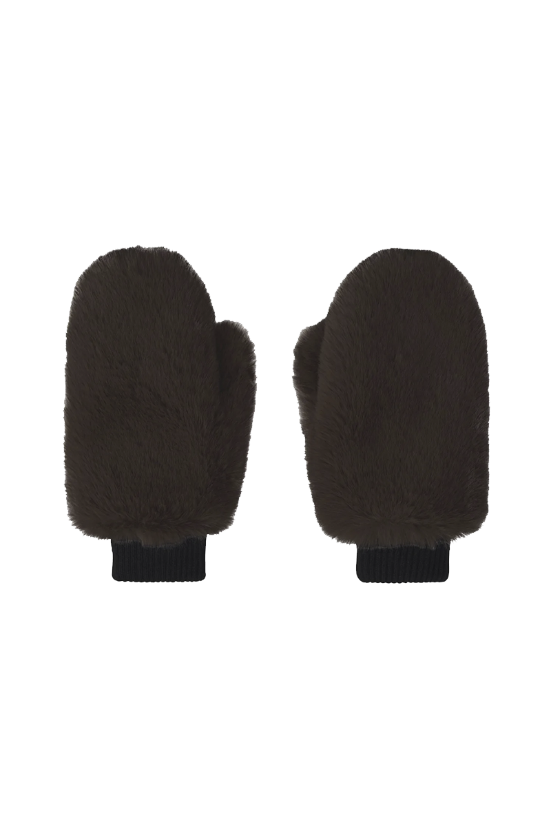 Ted Faux Fur Mittens Brown