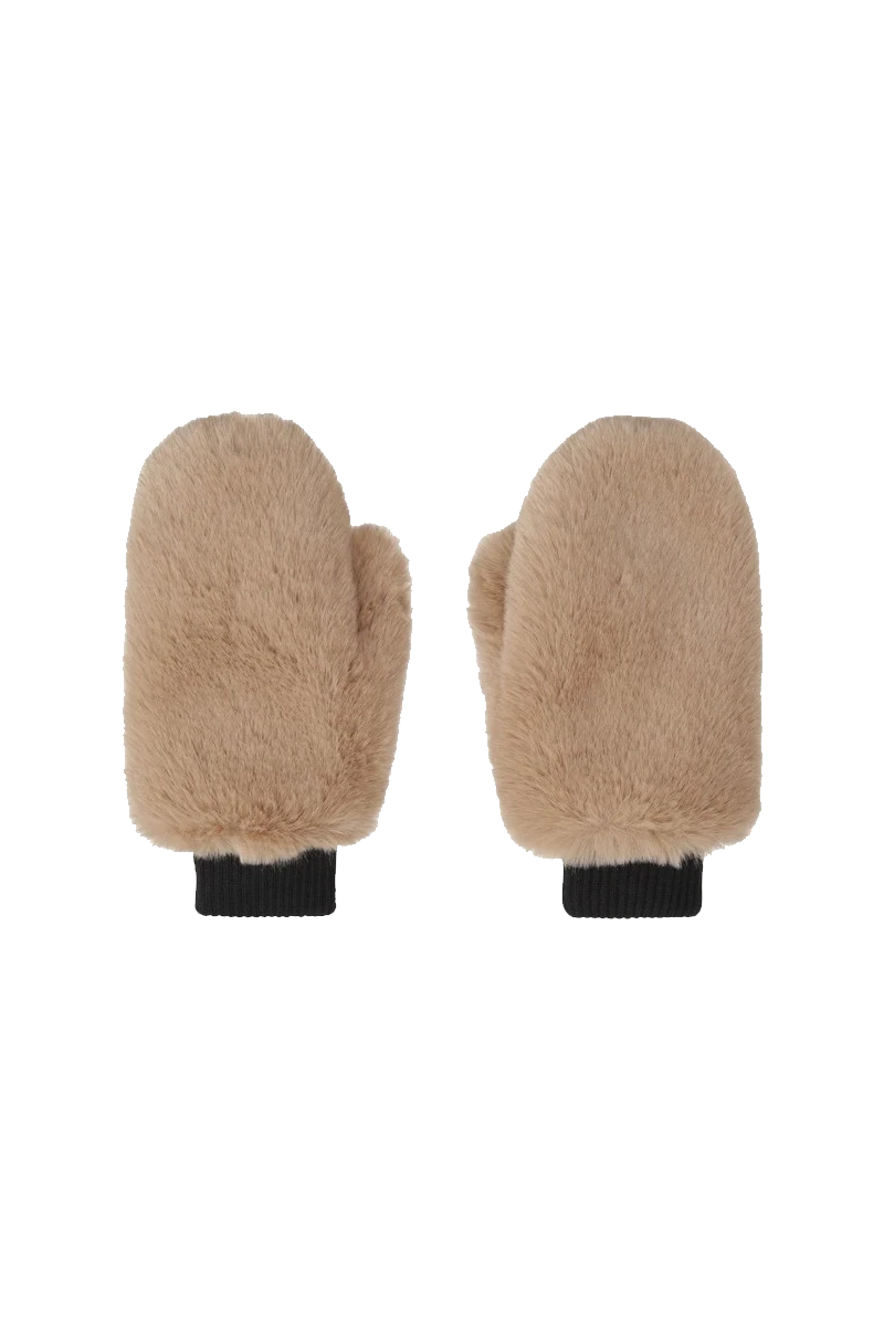 Ted Faux Fur Mittens Taupe