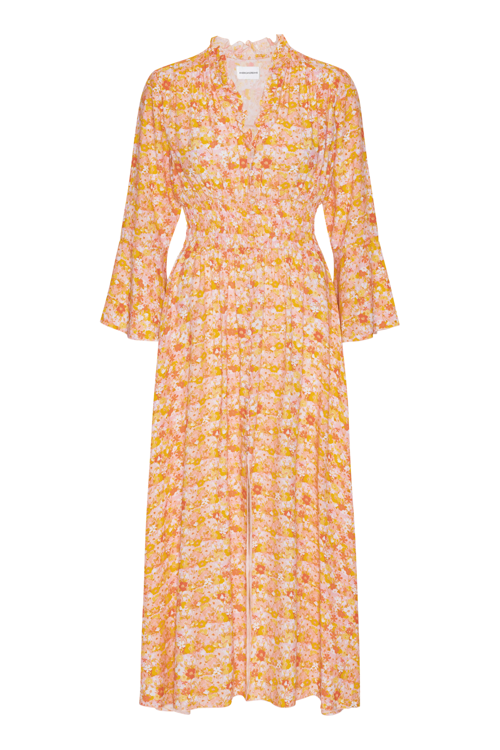 Sally Long Dress Peach Flower | Americandreams