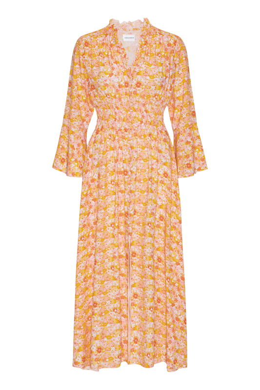 Sally Long Dress Peach Flower