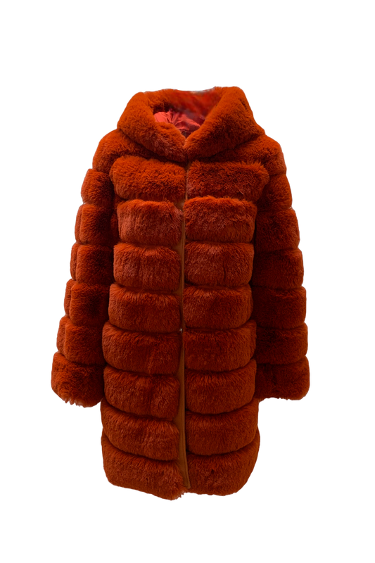 Vanessa Faux Fur Long Dark Orange - Sample