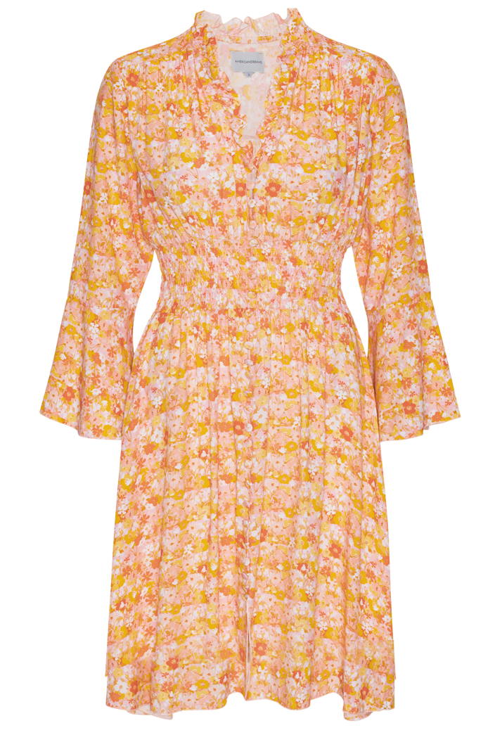 Sally Short Dress Peach Flower