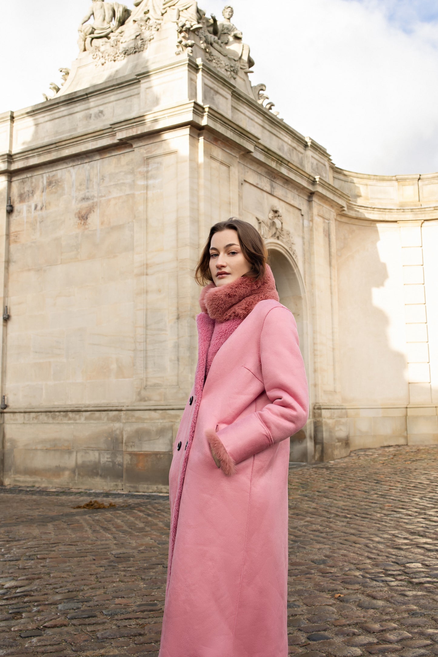 Leona Wool Coat Long Pink