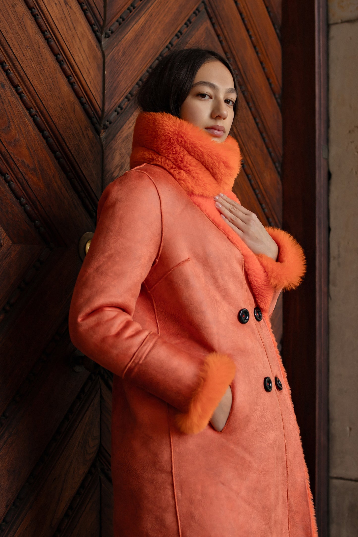 Leona Wool Coat Long Orange