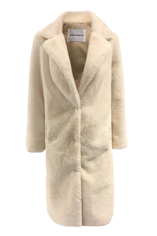 Maddie Faux Fur Jacket Long Cream White - Sample