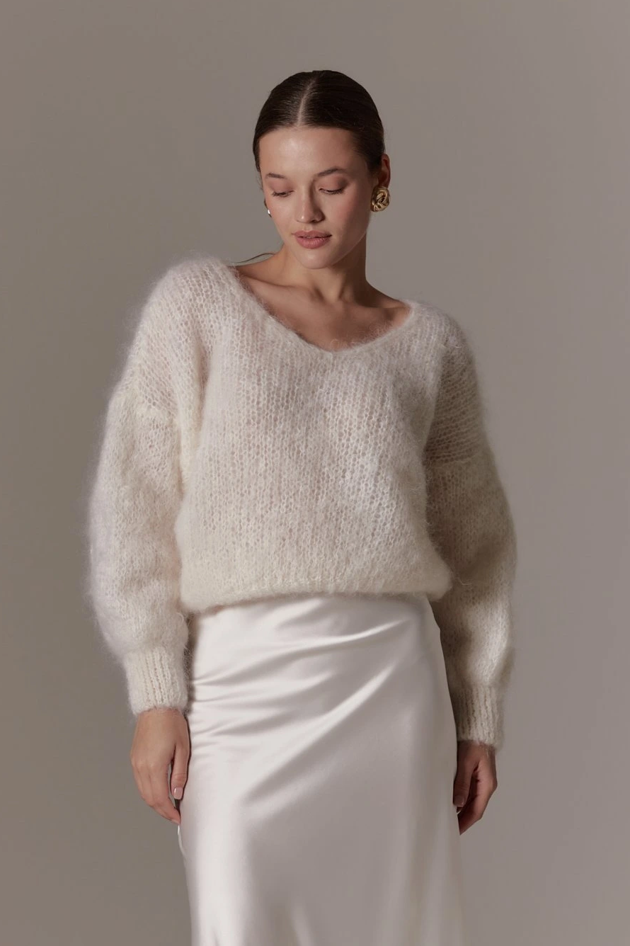 Milana LS Mohair Knit White