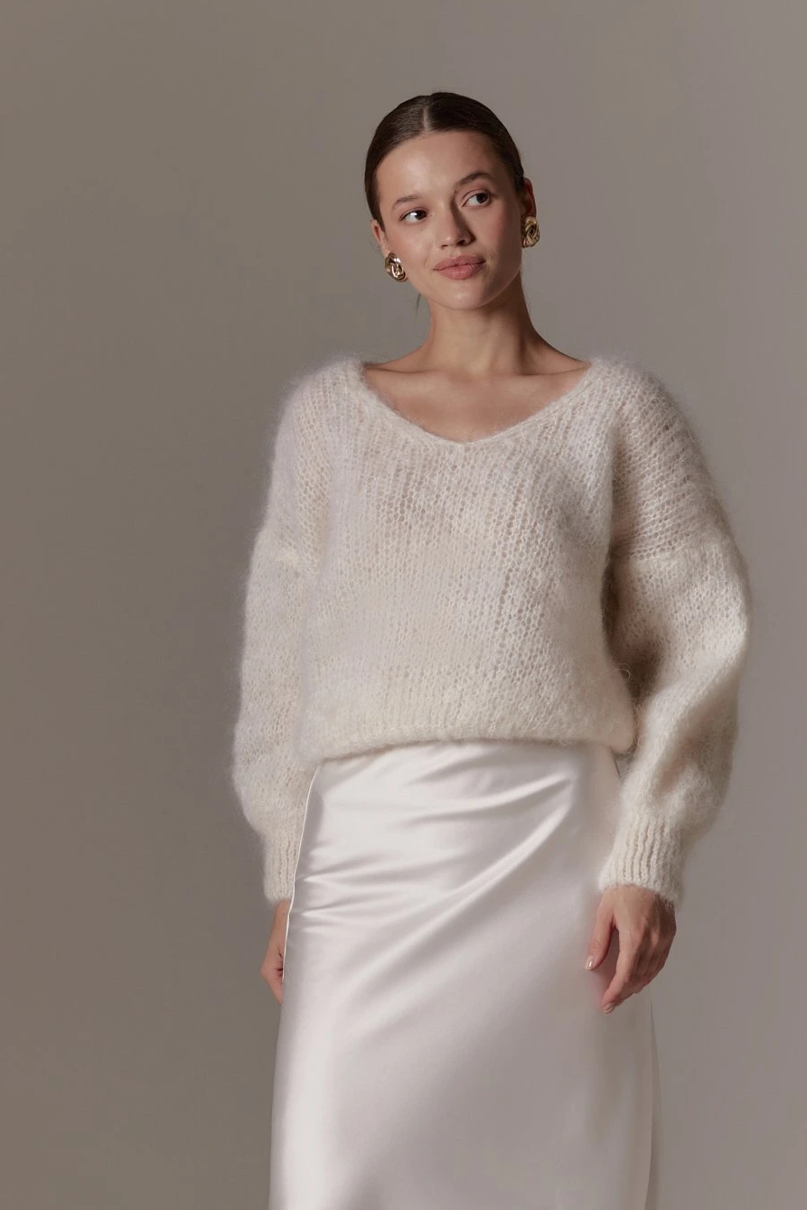 Milana LS Mohair Knit White