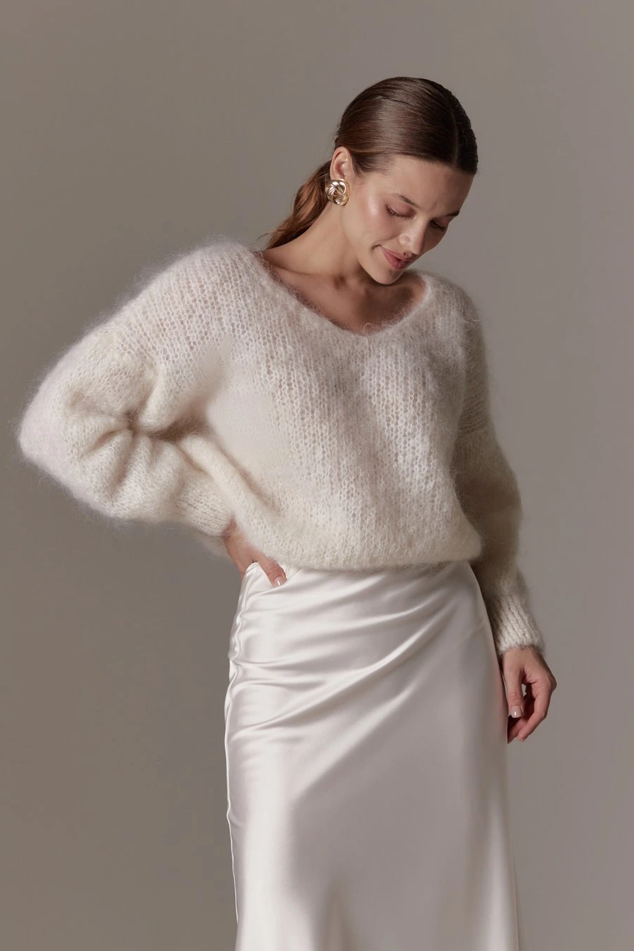 Milana LS Mohair Knit White