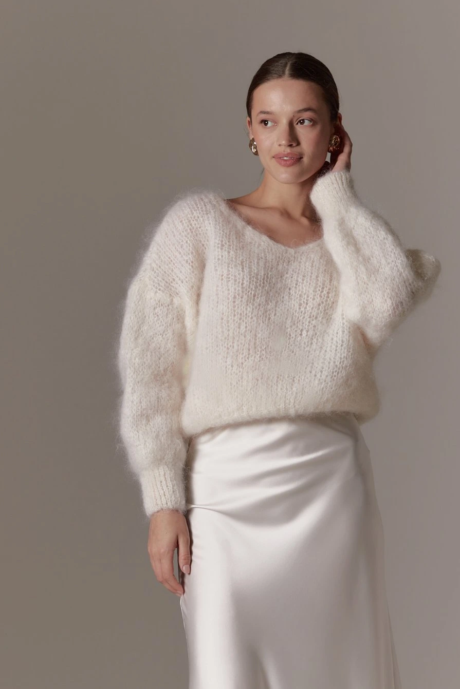 Milana LS Mohair Knit White