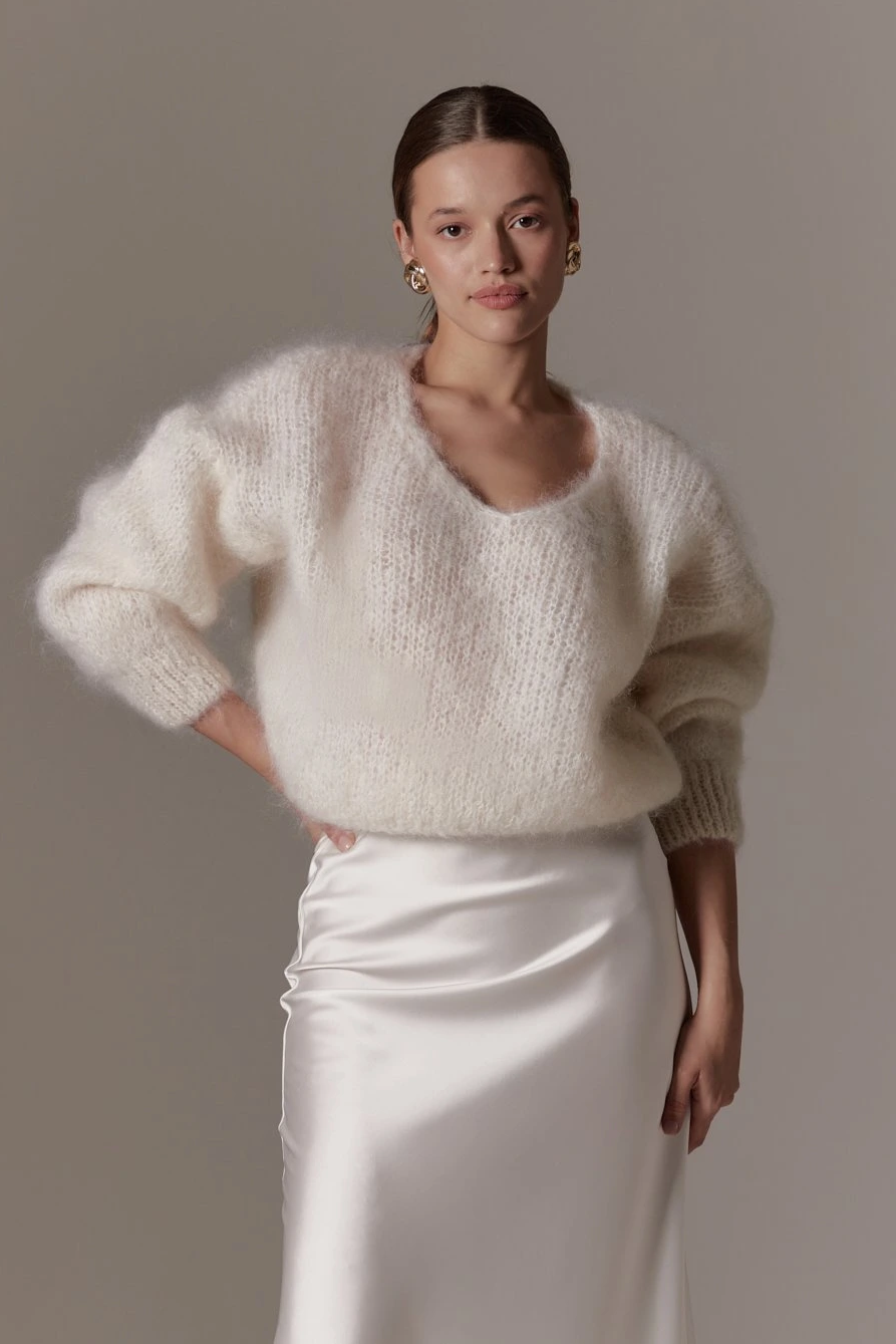 Milana LS Mohair Knit White