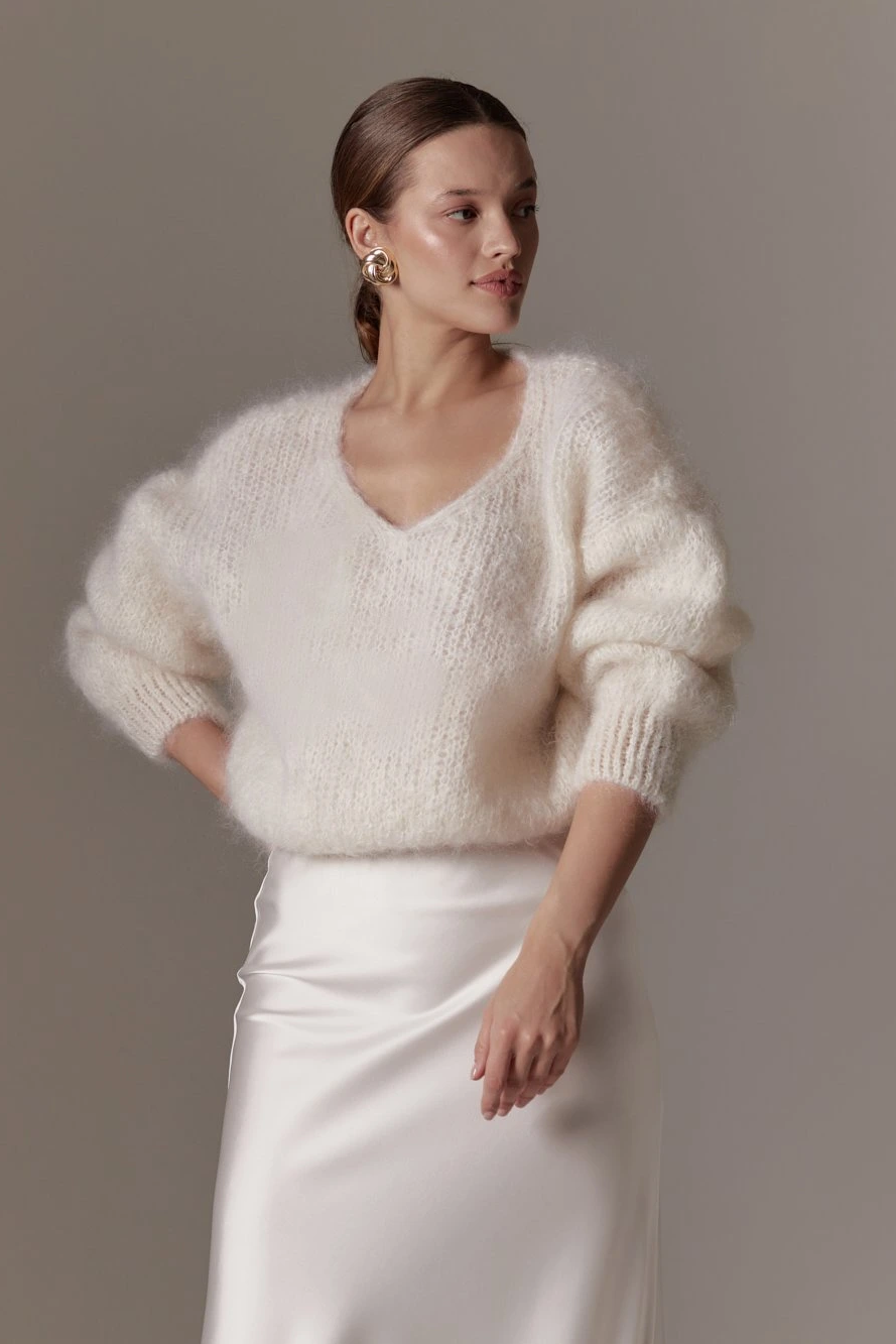 Milana LS Mohair Knit White