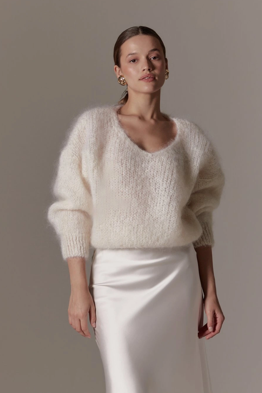 Milana LS Mohair Knit White