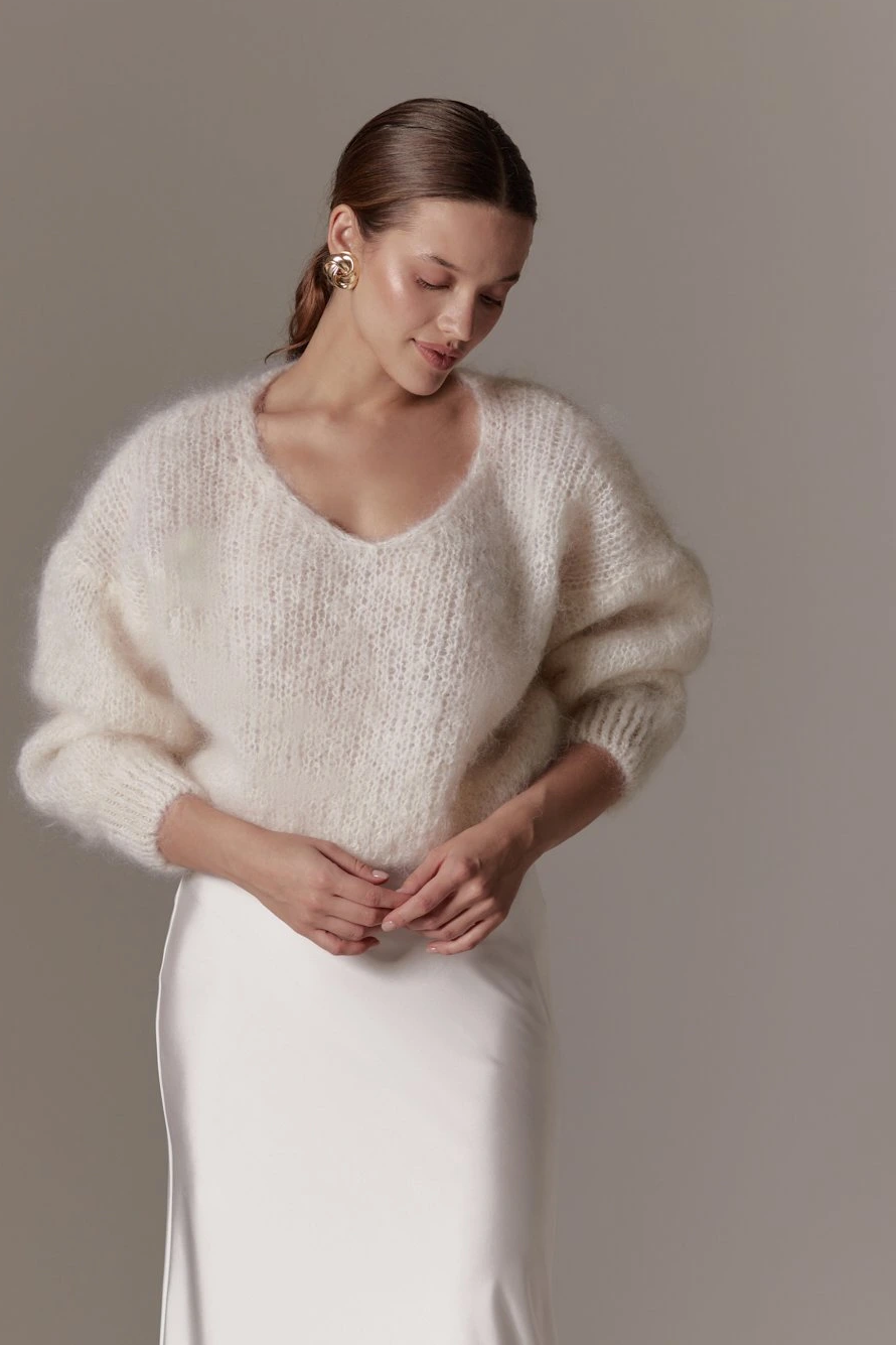 Milana LS Mohair Knit White