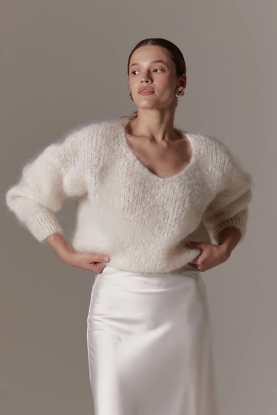 Milana LS Mohair Knit White