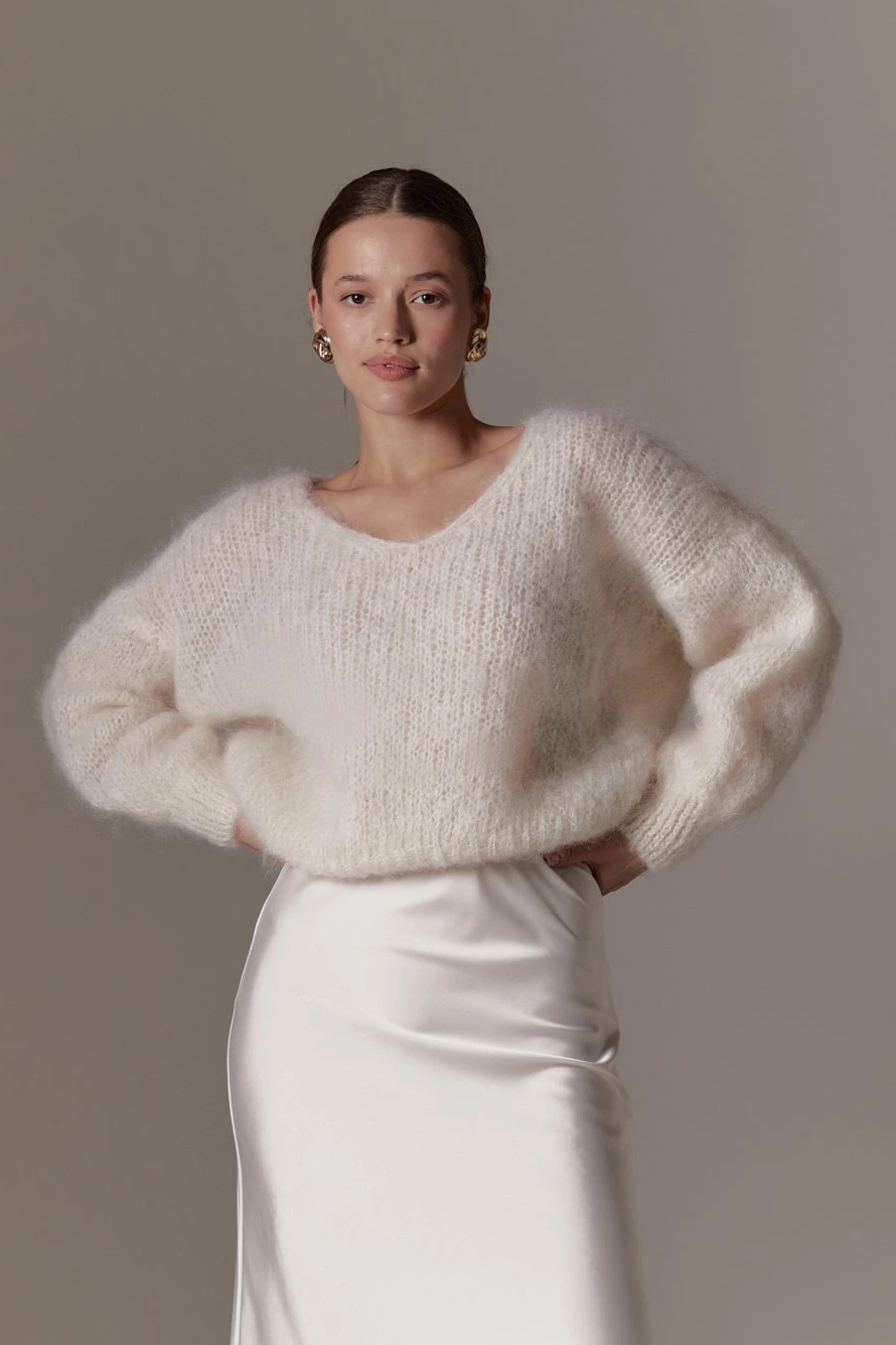 Milana LS Mohair Knit White