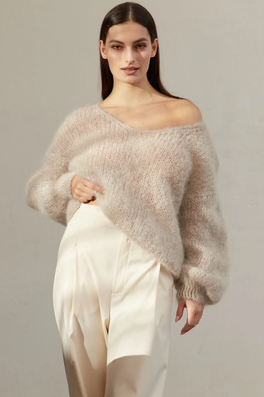 Milana LS Mohair Knit Beige