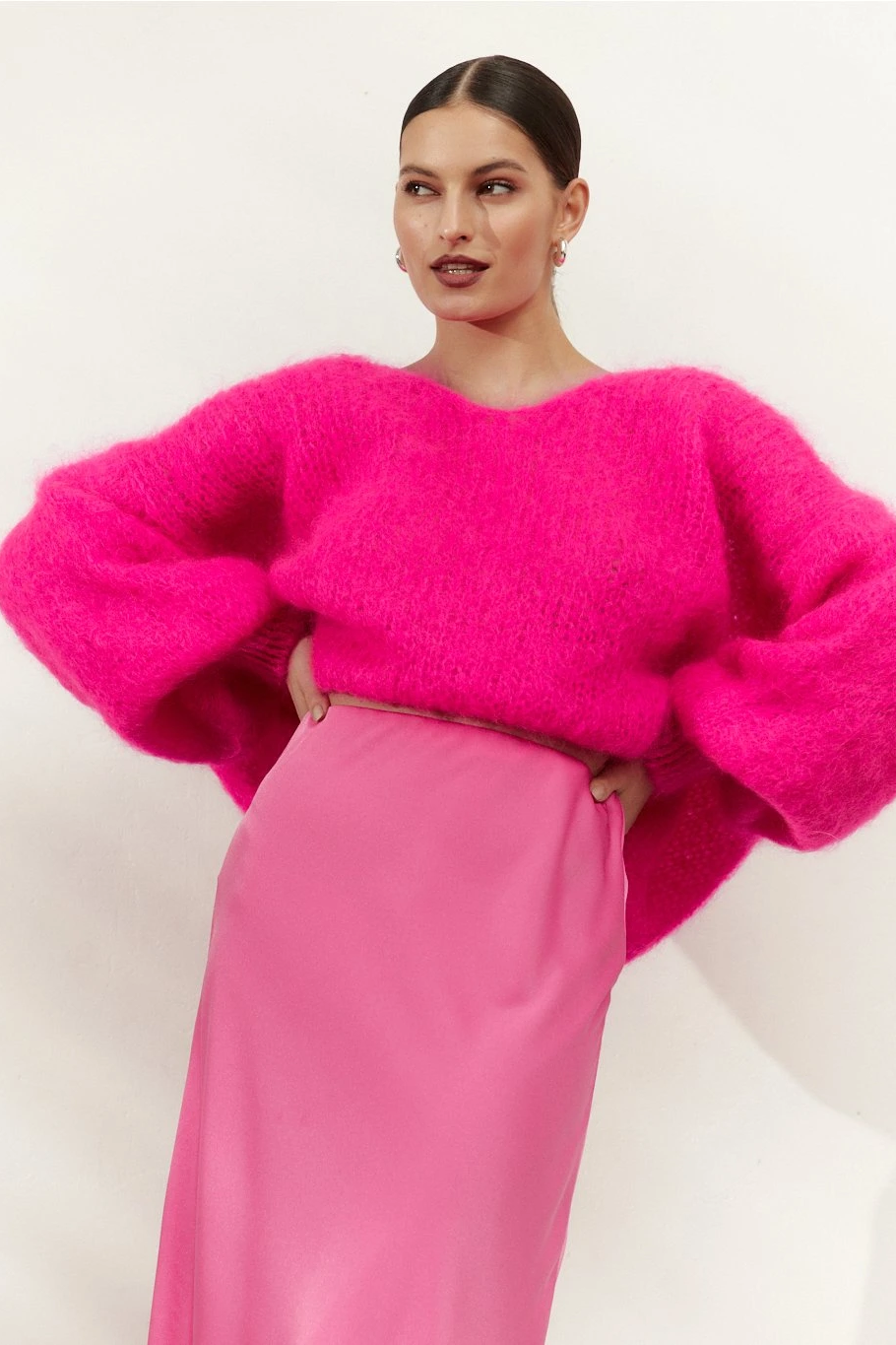 Milana LS Mohair Knit Neon Pink