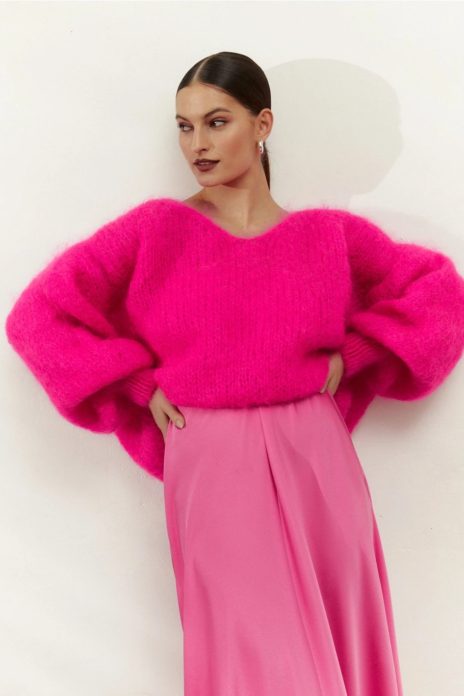 Milana LS Mohair Knit Neon Pink