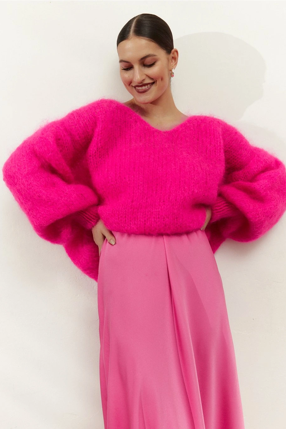 Milana LS Mohair Knit Neon Pink