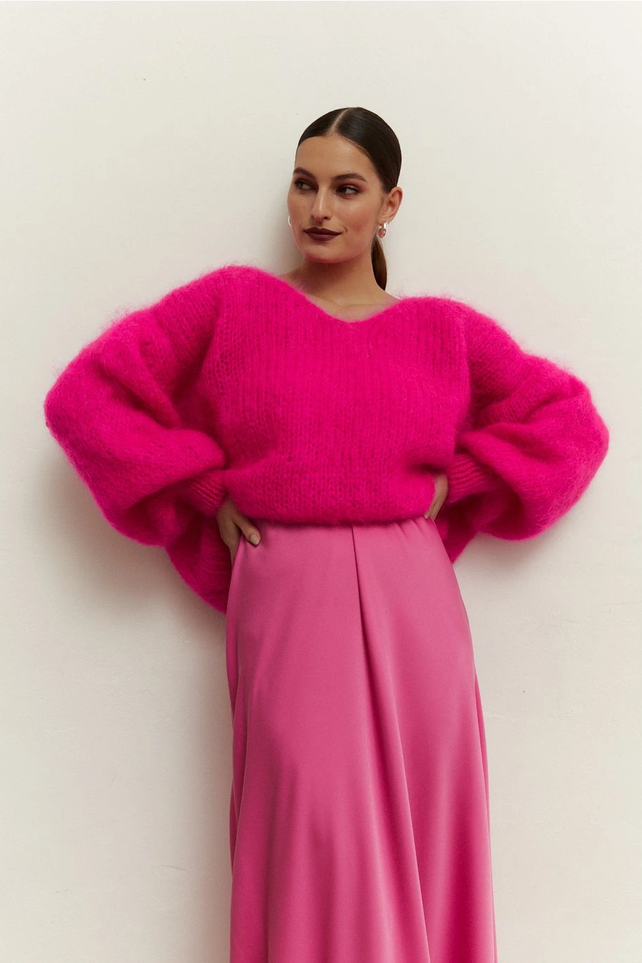 Milana LS Mohair Knit Neon Pink