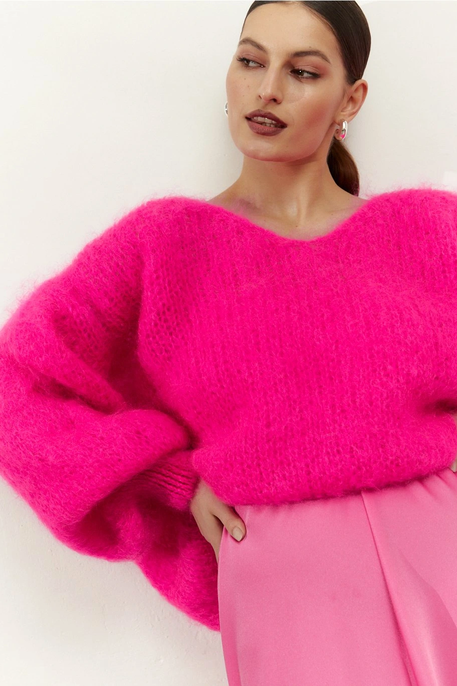 Milana LS Mohair Knit Neon Pink