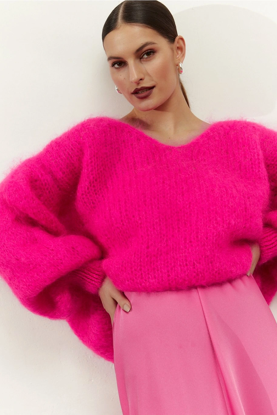 Milana LS Mohair Knit Neon Pink