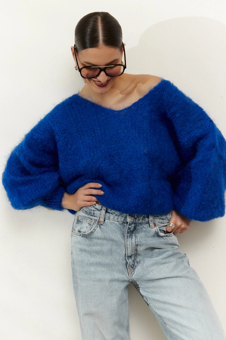 Milana LS Mohair Knit Electric Blue