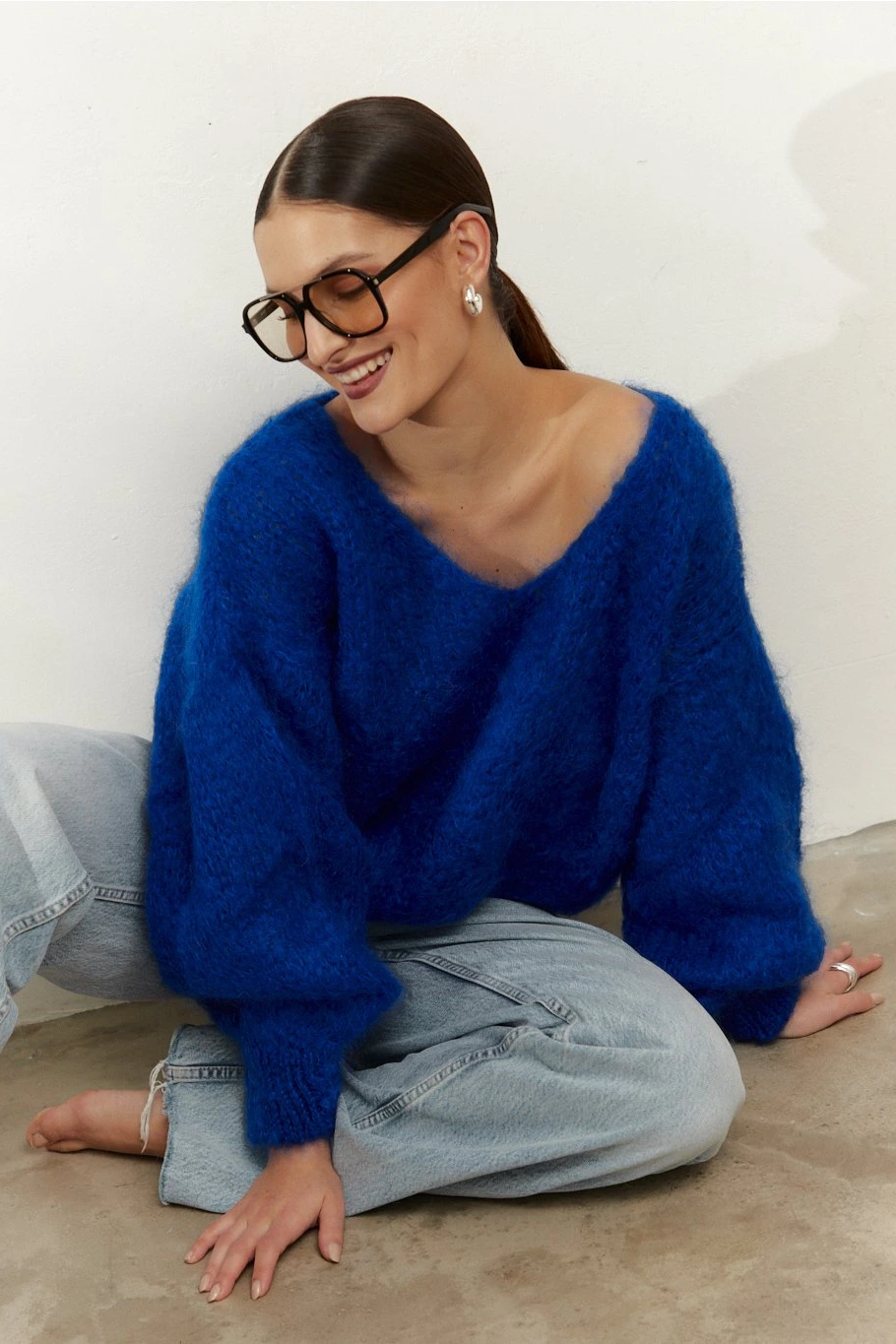 Milana LS Mohair Knit Electric Blue