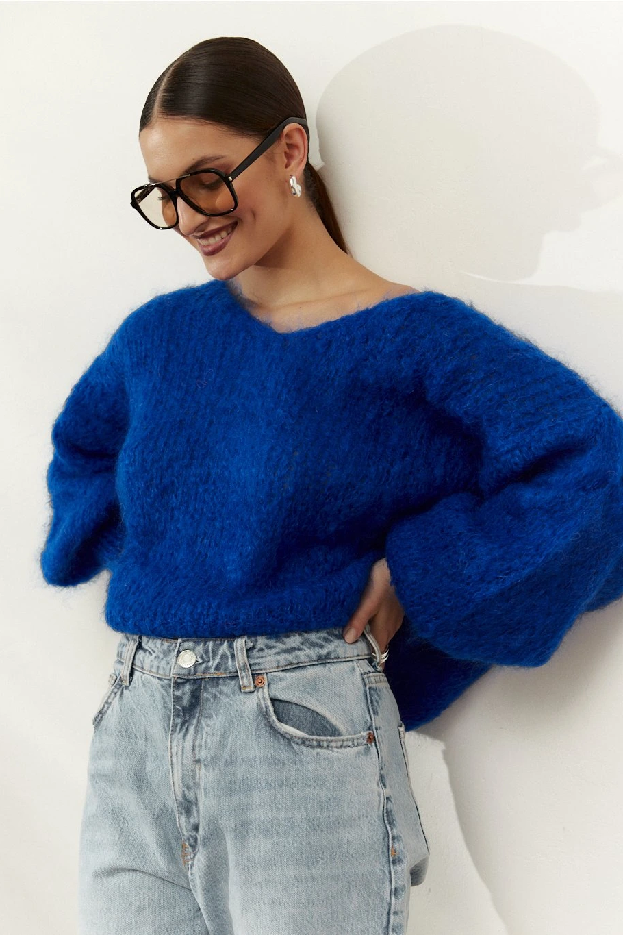 Milana LS Mohair Knit Electric Blue