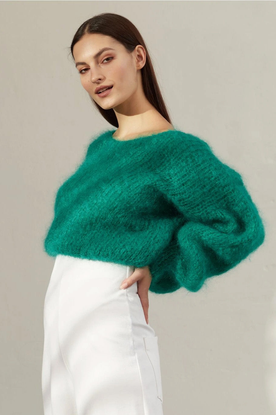 Milana LS Mohair Knit Jade Green