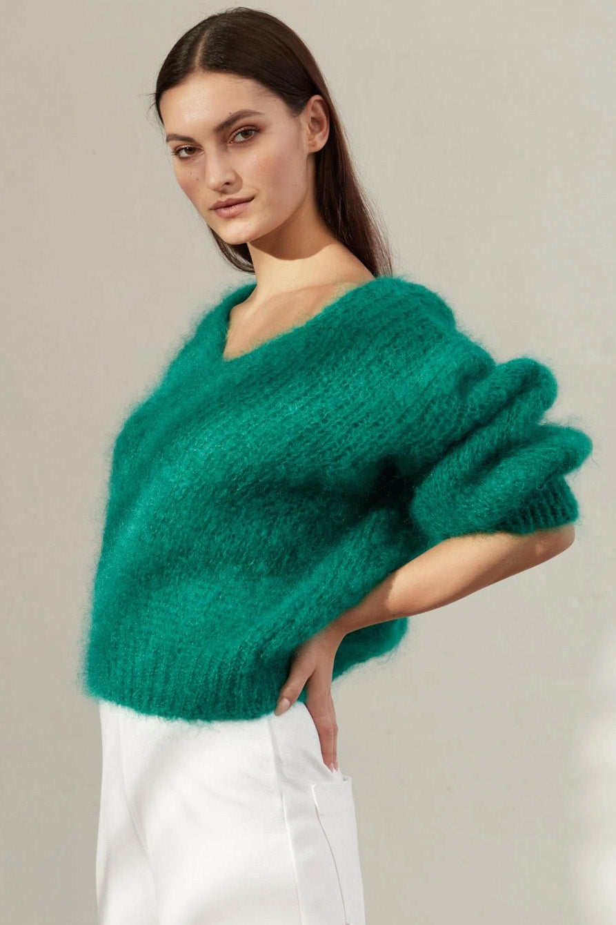 Milana LS Mohair Knit Jade Green