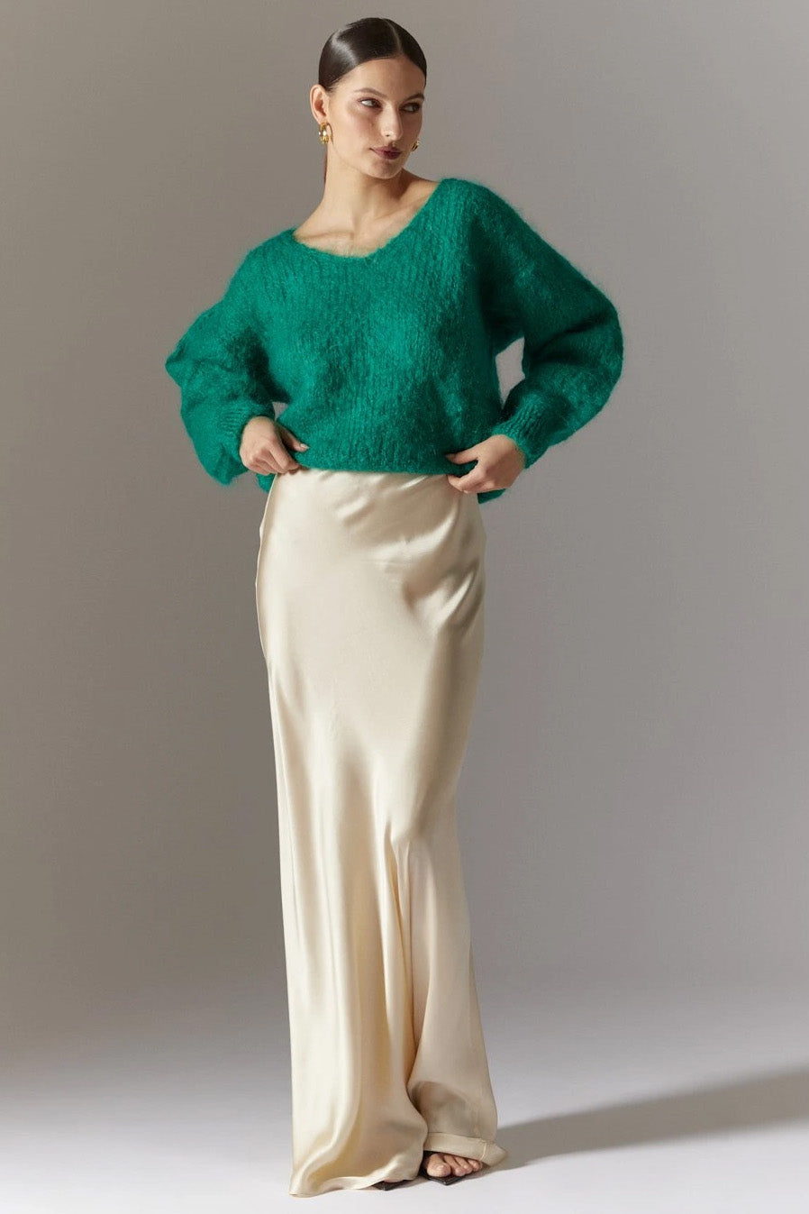 Milana LS Mohair Knit Jade Green