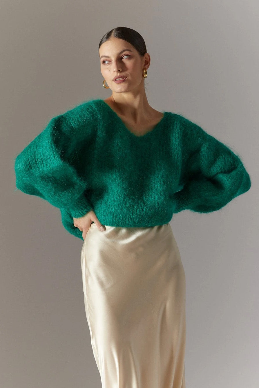 Milana LS Mohair Knit Jade Green