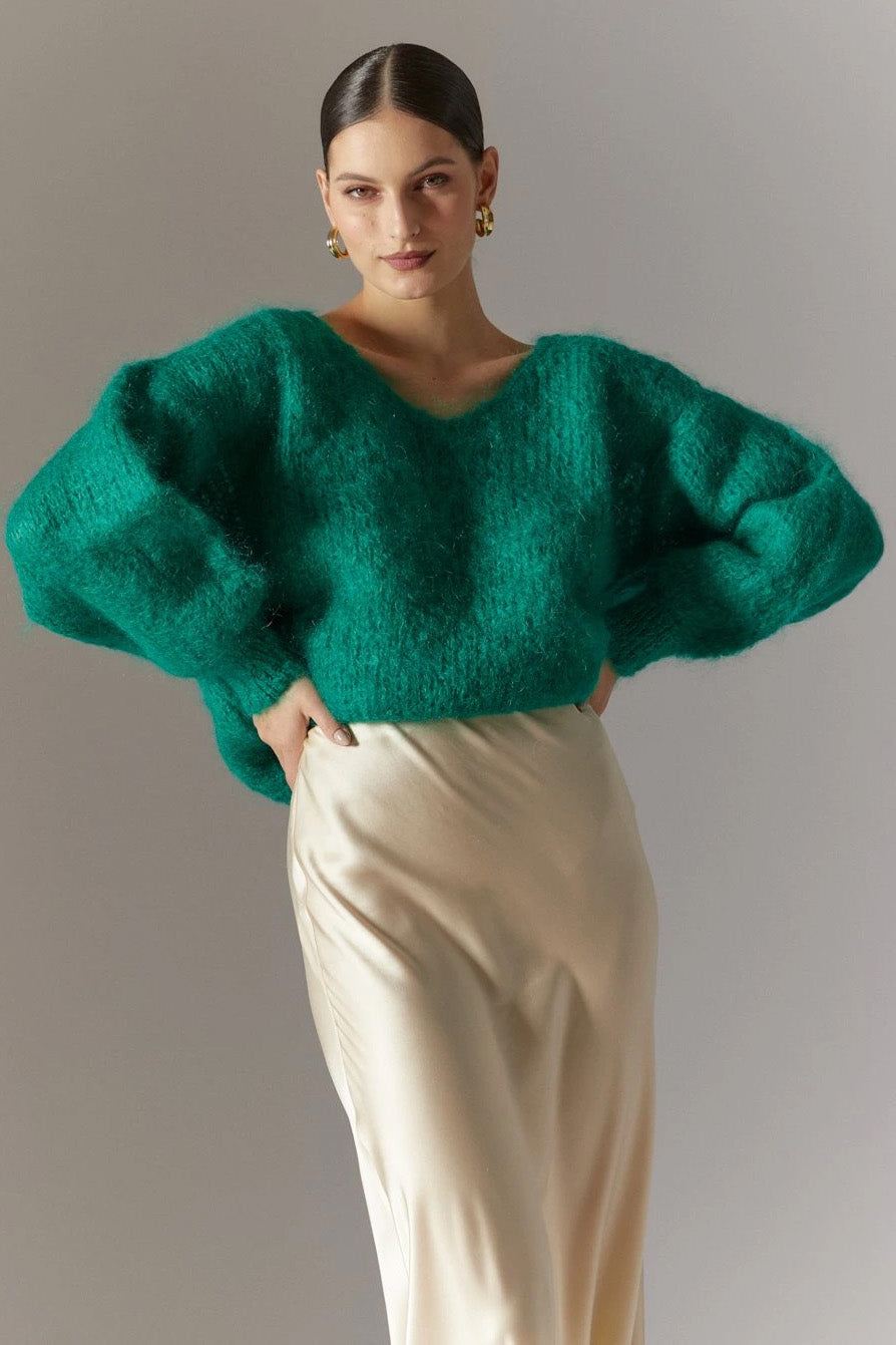 Milana LS Mohair Knit Jade Green