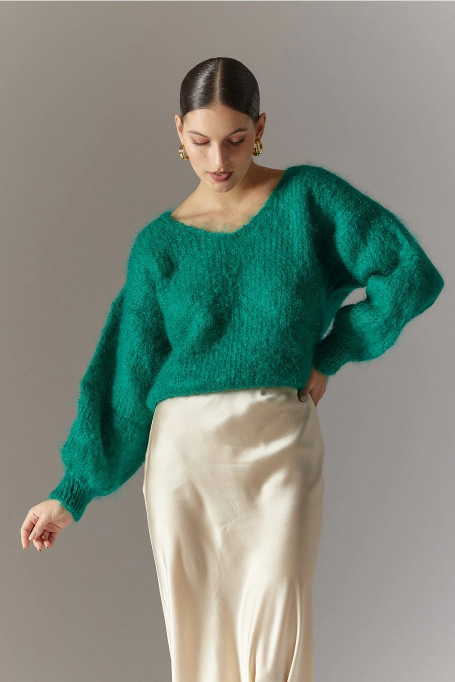 Milana LS Mohair Knit Jade Green