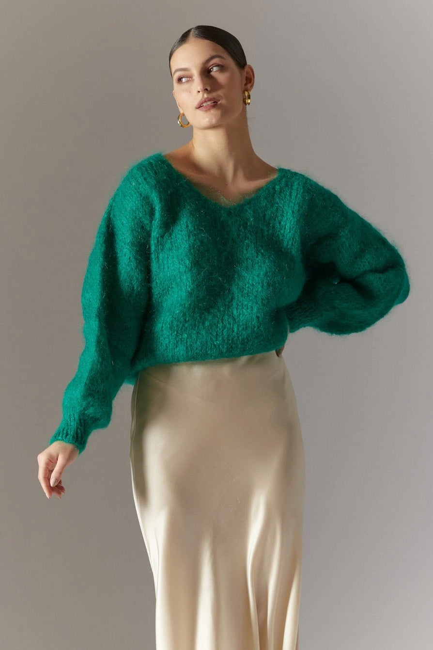 Milana LS Mohair Knit Jade Green