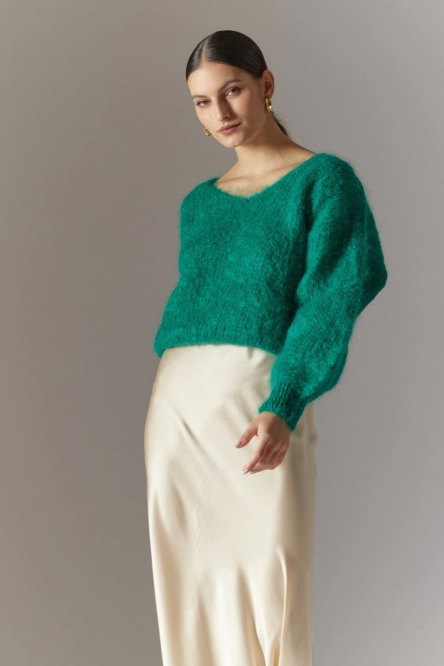 Milana LS Mohair Knit Jade Green