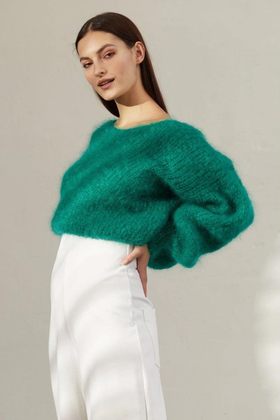 Milana LS Mohair Knit Jade Green