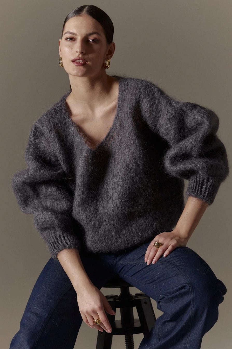 Milana LS Mohair Knit Graphite