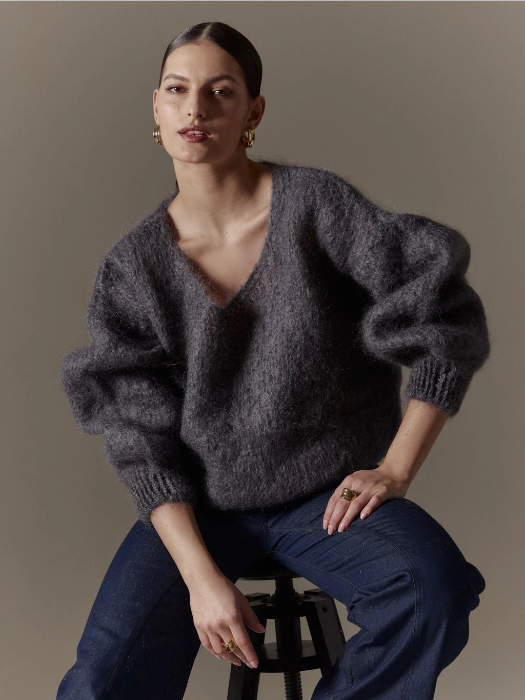 Milana LS Mohair Knit Graphite